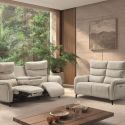 Ensemble Canapés 3P relax élec + 2P élec tissu beige - VARENNE