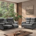 Ensemble Canapés 3P relax élec + 2P fixe tissu gris - VARENNE