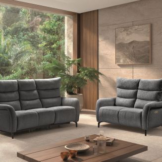 Ensemble Canapés 3P relax élec + 2P élec tissu gris - VARENNE