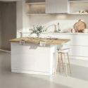 Ilot de cuisine 130cm laqué blanc plateau aspect bois finition Cadiz - ALVA