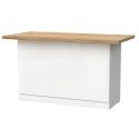 Ilot de cuisine 160cm laqué blanc plateau aspect bois finition Cadiz - ALVA
