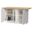 Ilot de cuisine 160cm laqué blanc plateau aspect bois finition Cadiz - ALVA
