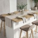 Ilot de cuisine 160cm laqué blanc plateau aspect bois finition Cadiz - ALVA