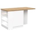 Ilot de cuisine 160cm avec angle laqué blanc plateau aspect bois finition Cadiz - ALVA