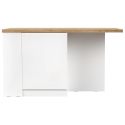 Ilot de cuisine 160cm avec angle laqué blanc plateau aspect bois finition Cadiz - ALVA