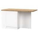 Ilot de cuisine 160cm avec angle laqué blanc plateau aspect bois finition Cadiz - ALVA