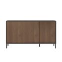 Buffet 3 portes gris lave et aspect bois relief effet tasseaux pieds métal - TICORIA