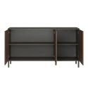 Buffet 3 portes gris lave et aspect bois relief effet tasseaux pieds métal - TICORIA