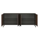 Buffet 4 portes gris lave et aspect bois relief effet tasseaux pieds métal - TICORIA
