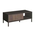 Table basse gris lave et aspect bois relief effet tasseaux pieds métal - TICORIA