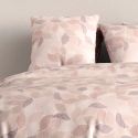 Parure housse de couette 240x220cm + 2 taies motif feuilles rose poudré 100% coton - LIXIA