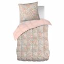 Couette imprimée 140x200cm + 1 taie d'oreiller 63x63cm rose motifs floral- MARJOLAINE