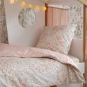 Parure de lit 140x200cm + 1 taie d'oreiller 63x63cm rose motifs floral- MARJOLAINE