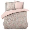 Parure de lit 200x200cm + 2 taies d'oreiller 63x63cm rose motifs floral - MARJOLAINE
