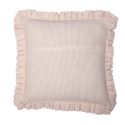 Coussin déhoussable 40x40cm rose motifs floral avec volants - MARJOLAINE