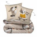 Parure de lit 140x200cm + 1 taies d'oreiller 63x63cm motif chiens skaters - BARNABÉ