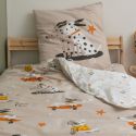 Parure de lit 140x200cm + 1 taies d'oreiller 63x63cm motif chiens skaters - BARNABÉ