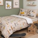 Parure de lit 200x200cm + 2 taies d'oreiller 63x63cm motif chiens skaters - BARNABÉ