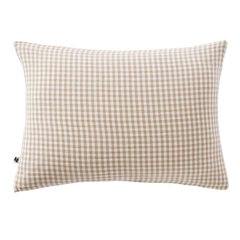 Taie d'oreiller 50x70cm gaze de coton vichy ficelle - JOEL