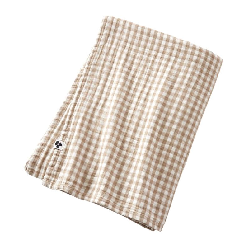 Nappe rectangulaire 150x350cm gaze de coton vichy ficelle - JOEL