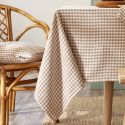 Nappe rectangulaire 150x350cm gaze de coton vichy ficelle - JOEL
