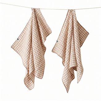 Lot de 2 essuie-mains 50x70cm gaze de coton vichy ficelle - JOEL