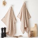 Lot de 2 essuie-mains 50x70cm gaze de coton vichy ficelle - JOEL