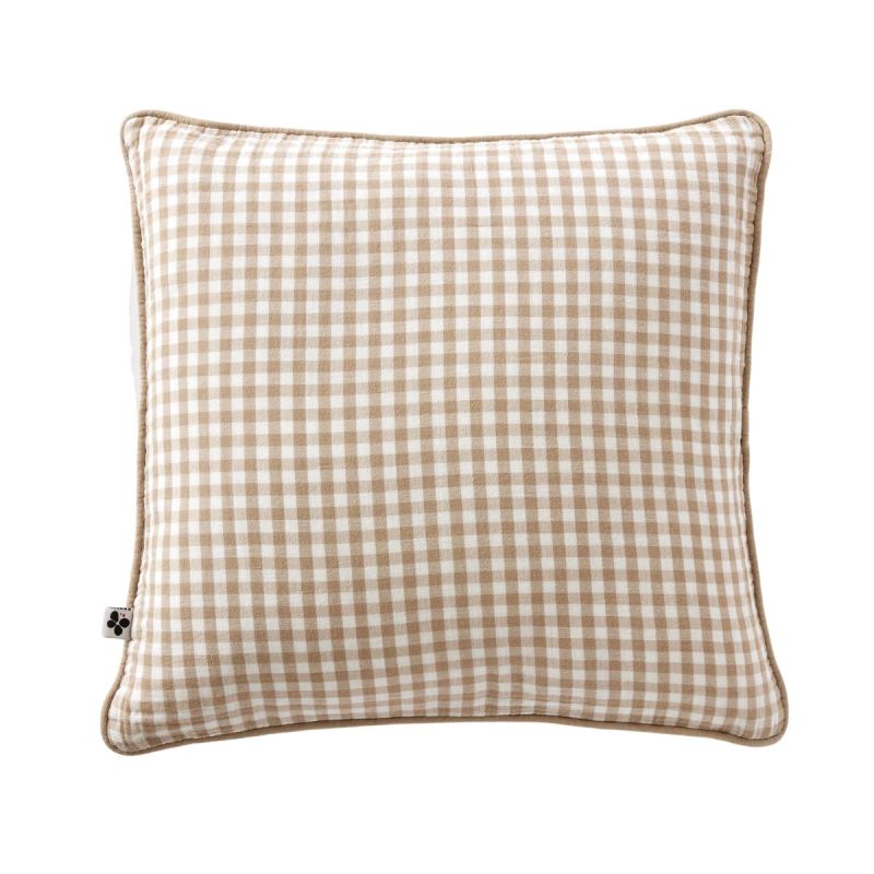 Coussin déhoussable 45x45cm gaze de coton vichy ficelle - JOEL