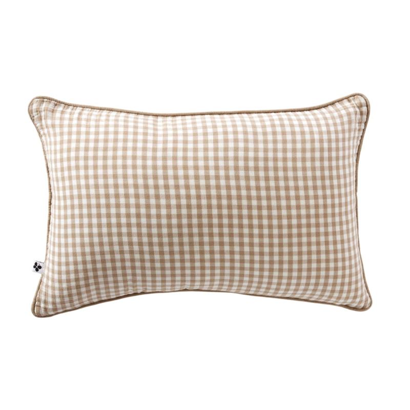 Coussin déhoussable 40x60cm gaze de coton vichy ficelle - JOEL