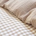 Housse de couette réversible 140x200cm gaze de coton vichy ficelle - JOEL