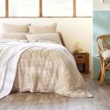 Housse de couette réversible 240x220cm gaze de coton vichy ficelle - JOEL