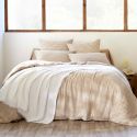 Housse de couette réversible 260x240cm gaze de coton vichy ficelle - JOEL