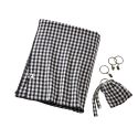 Rideau ajustable 140x300 cm gaze de coton vichy truffe + 8 Anneaux Pince - JOEL