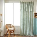 Rideau ajustable 140x300 cm gaze de coton vichy eucalyptus + 8 Anneaux Pince - JOEL