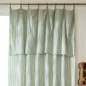 Rideau ajustable 140x300 cm gaze de coton vichy eucalyptus + 8 Anneaux Pince - JOEL