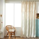 Rideau ajustable 140x300 cm gaze de coton vichy pampa + 8 Anneaux Pince - JOEL
