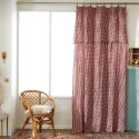 Rideau ajustable 140x300 cm gaze de coton vichy terracotta + 8 Anneaux Pince - JOEL