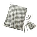 Rideau ajustable 140x300 cm gaze de coton vichy romarin + 8 Anneaux Pince - JOEL