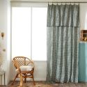 Rideau ajustable 140x300 cm gaze de coton vichy romarin + 8 Anneaux Pince - JOEL