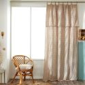 Rideau ajustable 140x300 cm gaze de coton vichy ficelle + 8 Anneaux Pince - JOEL