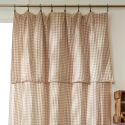 Rideau ajustable 140x300 cm gaze de coton vichy ficelle + 8 Anneaux Pince - JOEL