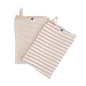 Lot de 2 essuie-mains 50x70cm gaze de coton rayé beige - ROMELIA