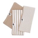 Lot de 3 serviettes 40x40cm gaze de coton rayé beige - ROMELIA