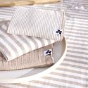 Lot de 3 serviettes 40x40cm gaze de coton rayé beige - ROMELIA
