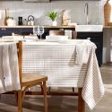 Nappe rectangulaire 150x250cm gaze de coton rayé beige - ROMELIA