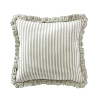 Coussin déhoussable 45x45cm gaze de coton tissé rayé eucalyptus - ROMELIA