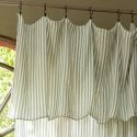 Rideau Ajustable 140x300 cm gaze de coton tissé rayé eucalyptus + 8 Anneaux Pince - ROMELIA