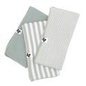 Lot de 3 serviettes 40x40cm gaze de coton rayé eucalyptus - ROMELIA