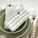 Lot de 3 serviettes 40x40cm gaze de coton rayé eucalyptus - ROMELIA