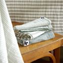 Lot de 3 serviettes 40x40cm gaze de coton rayé eucalyptus - ROMELIA